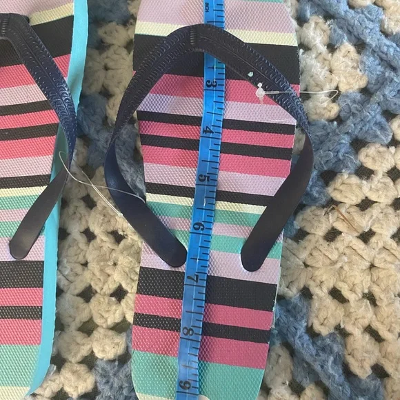 Colorful Striped Flip Flops - Medium (~ size 5) - Picture 2 of 2